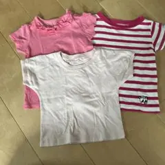 女児90 ピンク色Tシャツ　3枚セット　ユニクロ　無印　STORIES
