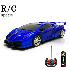ラジコン 自動車 ラジコンカー RC 車 リモコンカー 乾電池式 おもちゃ 子供 スポーツカー 誕生日 プレゼント ランボルギーニ ブルー