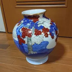 香蘭社 花瓶  桜紅葉川絵