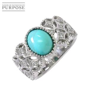 リング 18号 トルコ石 ダイヤ 0.20ct K18 WG ホワイトゴールド 750 ターコイズ 指輪 Turquoise Ring 90203936