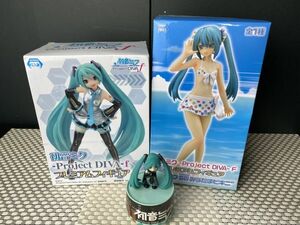 hka★未開封☆初音ミク フィギュア 2点 セット おまけ付き セガプレミアム Project DIVA-F みずたまビキニ 現状保管品★