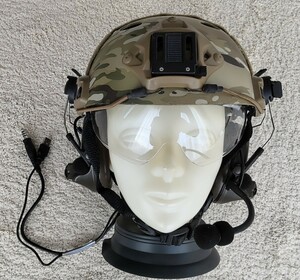 Z-TACTICAL CMTC ２ヘッドセット+OPS CORE CARBONEタイプ ヘルメットマルチカム(内部送風ファン加工済み)+ARCレールアダプター BK 