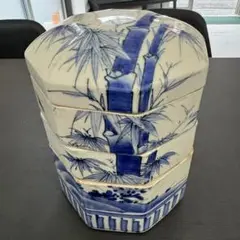 【重箱/三段重/陶器/竹蝶々/骨董品】アンティーク　時代物