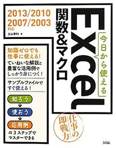 今日から使えるＥｘｃｅｌ関数＆マクロ ２０１３／２０１０／２００７／２００３対応／立山秀利(著者)