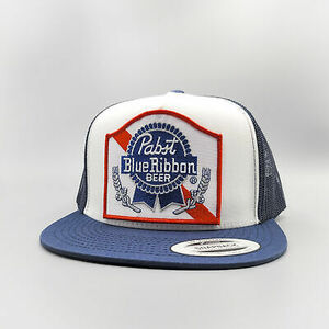 Pabst Beer Hat, PBR Vintage Trucker, Pabst Blue Ribbon Logo Patch, Yupoong 6006 海外 即決