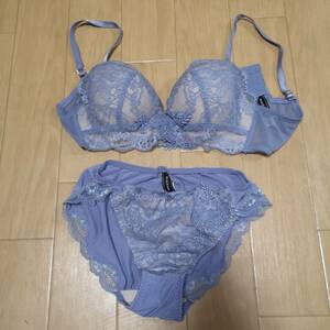 ピーチジョン PEACH JOHN ナイスバディブラ 70C Mサイズ ブラジャー 上下セット ペールブルー ラベンダー レース チュール 送料220円