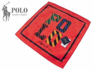 ♪[85]POLO RALPH LAUREN ポロ・ラルフローレン タオルハンカチ レッド 綿100％ 25cm メンズ レディス