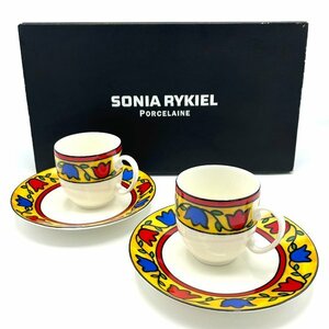 SONIA RYKIEL ソニアリキエル カップ＆ソーサー ペアセット チューリップ柄 コーヒーカップ