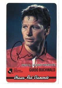 直筆サイン入 激レア！ 1994 Calbeeカード 浦和レッドダイヤモンズ 「ギド・ブッフバルト選手」 173 西ドイツ代表 です。