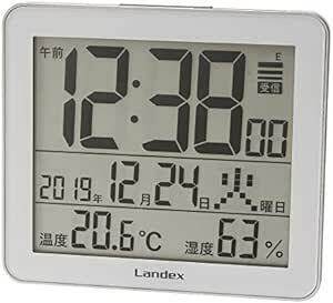 ランデックス(Landex) 置き時計 電波 デジタル スリーユニット 温度 湿度 カレンダー表示 シルバー YT5277SV