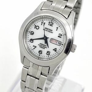 RICOH ELEMEX ATRANTA 腕時計 ソーラー solar デイデイト ホワイト シルバー 白 銀 698004 リコーエレメックス Y913