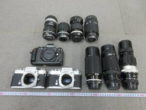 【委①/5-14】フィルムカメラ レンズ まとめて ニコン Nikon F-501 Nikomat 動作未確認 ジャンク品