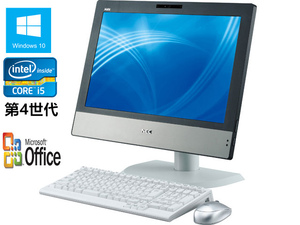 中古パソコン 一体型 純正Microsoft Office付 Windows 10 NEC 20型ワイド一体型 MGシリーズ Core i5 第4世代 4570s 2.9G/メモリ4G/HDD500G