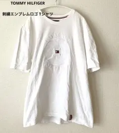 TOMMY HILFIGER  刺繍エンブレムロゴ Tシャツ　X L コットン