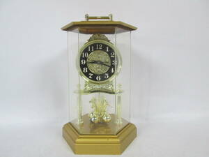 【0320o F0242】 昭和 レトロ 置き時計 MIYABI ミヤビ 時計 ゴールドカラー