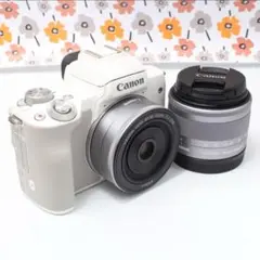 超美品❤️翌朝発送❤️canon EOS kiss M 単焦点セット ホワイト❤️