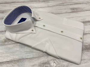 CARPENTARIA/カーペンタリア 半袖ドレスシャツ Mサイズ 形態安定 ワイシャツ ホワイト系 ボタンダウンｂ40