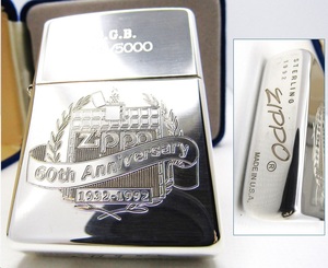 60周年 GGB 1759/5000 純銀 スターリングシルバー 925 zippo ジッポ 1992年 未使用