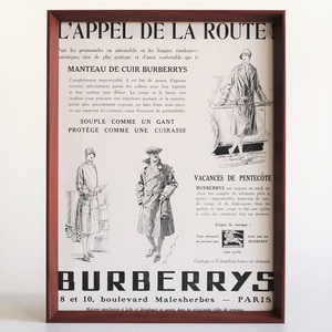 BURBERRYS バーバリー 1929年 英国 オールドバーバリー OLD BURBERRYS フランス アンティーク 広告 額装品 ヴィンテージ ポスター 稀少