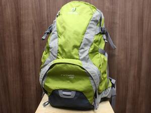 ★【中古】deuter ドイター futura22 バックパック リュックサック レインカバー有り 登山 アウトドア 黄緑系【Y405081】★