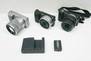 SONY ミラーレス 一眼レフカメラ α5000 ILCE-5000 / NEX-5R / NEX-5 レンズ SEL1855 18-55mm SELP1650 セット ジャンク品 A584