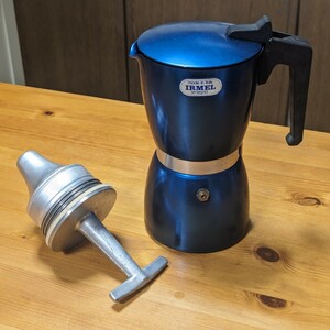 【希少品・レア】IRMEL Omegna Nova Espresso エスプレッソメーカー コーヒーメーカー 直火式 アウトドア イタリア製　青