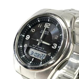 1000円~ CASIO カシオ ウェーブセプター メンズ 腕時計 マルチバンド5 電波ソーラー 黒文字盤 デジアナ 24d菊NS