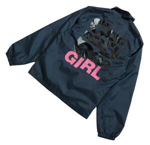 ■ COMME des GARCONS GIRL コムデギャルソン ガール ■ バック ビッグ CDG ロゴ プリント ナイロン コーチ ジャケット ネイビー S