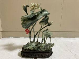 中国美術 翡翠玉石彫刻 天然石 置物 縁起物