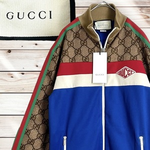 美品☆人気モデル☆GUCCI トラックジャケット タグ GG柄 シェリーライン グッチ M フルジップ ジップアップ ジャージ ワッペン 刺繍 正規店