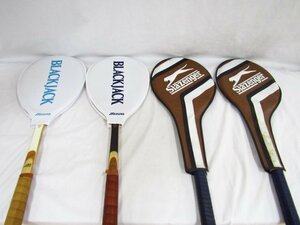 Slazenger スラセンジャー MIZUNO BLACK JACK 木製 竹製 テニスラケット 4本セット 中古品 ★5324