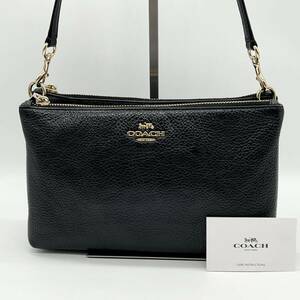 【美品】COACH コーチ レイラ ポシェット サコッシュ ショルダーバッグ 斜め掛け 肩がけ フォーマル 冠婚葬祭 シンプル ブラック EE000313