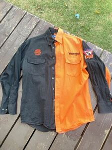 Wrangler/PBR】ロデオシャツ/ボタンダウン: USサイズM(日本L): ラングラーx Professional Bull Riders ウェスタンシャツ 長袖シャツ 