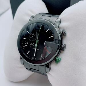 【極美品】グッチ　腕時計　クロノグラフ　101M ブラック　シェリーライン