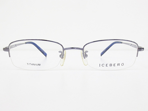 ∞【デッドストック】ICEBERG アイスバーグ 眼鏡 メガネフレーム IG-765 50[]19-138 メタル チタン ナイロール ブルー 日本製 □H8