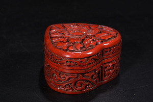 ▽鴻▽ 漆器漆彫 剔紅 花卉紋 首飾盒 置物 古賞物 中国古玩 中国古美術