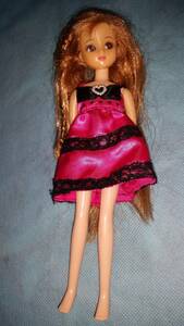 リカちゃん：ピンクにブラックレース ドレス 2007 TOMY 身長約22cm ジェニー 人形 2308B/オクパナ