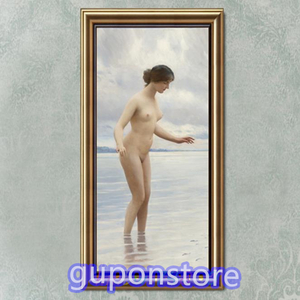 裸婦 官能美女 美人画 超セクシー 油彩 絵画 寝室 装飾品 額縁付き 40cm*80cm