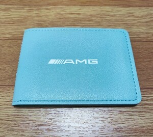 AMG レザーカードケース【ブルー】薄型■メルセデスベンツABCGEVS W201W202W203W205W211W212W213W214W218W220W221W222W171W172W176W177W