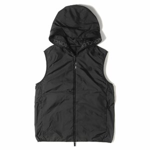 美品 MONCLER モンクレール ベスト サイズ:3 23SS ロゴテープ フーデッド ナイロン ダブルジップ ベスト PAKITO パキト 撥水 ブラック