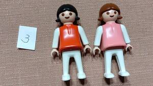 ３ ヴィンテージ PLAYMOBIL プレイモービル フィギュア ミニフィグ 人形 1981 geobra 女の子（5㎝）2体セット