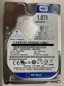 使用時間 611時間 正常 WDC WD10JPVX-08JC3T6 1000GB 1TB n20240511-10