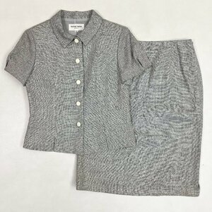 ◆【古着】HANAE MORI ハナエモリ 半袖 シャツ ジャケット タイトスカート 上下 セットアップ 11A3 グレー レディース 0.49kg