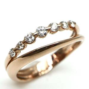 ◆K18 天然ダイヤモンドリング◆M 約2.6g 約7号 0.15ct diamond ring指輪 EB5/EB5