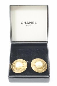 CHANEL シャネル フェイクパール ラウンド イヤリング アクセサリー ゴールドカラー ヴィンテージ 箱付 4686-N