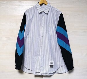 22SS 定価5.3万 使用僅か 超美品 FUMITO GANRYU フミトガンリュウ WINDBREAKER SHIRT ウインドブレーカーシャツ ストライプ メンズ 2