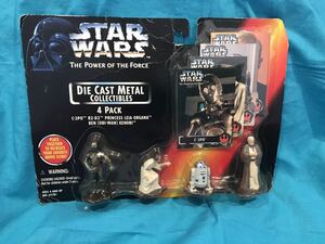 スターウォーズ☆ダイキャスト☆C-3PO、R2-D2 、レイア姫、オビ・ワン・ケノビ☆メタル☆コレタブル☆4パック☆コレクタブルカード付