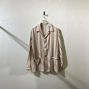 vintage euro cotton stripe pajama shirt ヨーロッパ古着 ビンテージ パジャマシャツ コットンシャツ ストライプシャツ 60s 70s 長袖