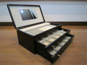 アンティーク　レトロ　宝石箱　姿見鏡　化粧箱　木製　ジュエリー　ボックス　アクセサリー　ケース