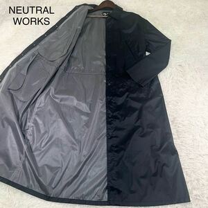 未使用級 Lサイズ NEUTRAL WORKS ニュートラルワークス ベンチコート コーチ コート ジャケット ナイロン Coach Coat ロング丈 黒 ブラック